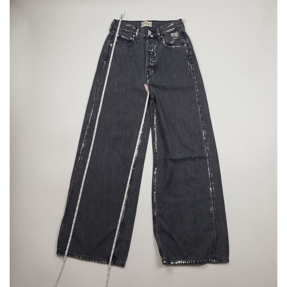 Anthropologie Etica Marley Ultra High Rise Baggy Jeans Women's Sz 24 Icicle Grey - Picture 7 of 16